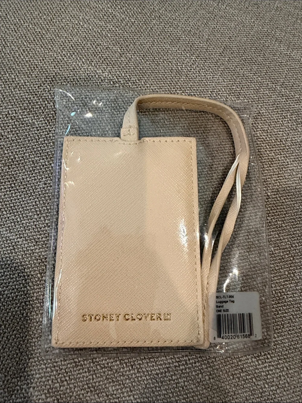 Stoney Clover Lane Beige Cardholder Lanyard with Light Blue 'T' Patch